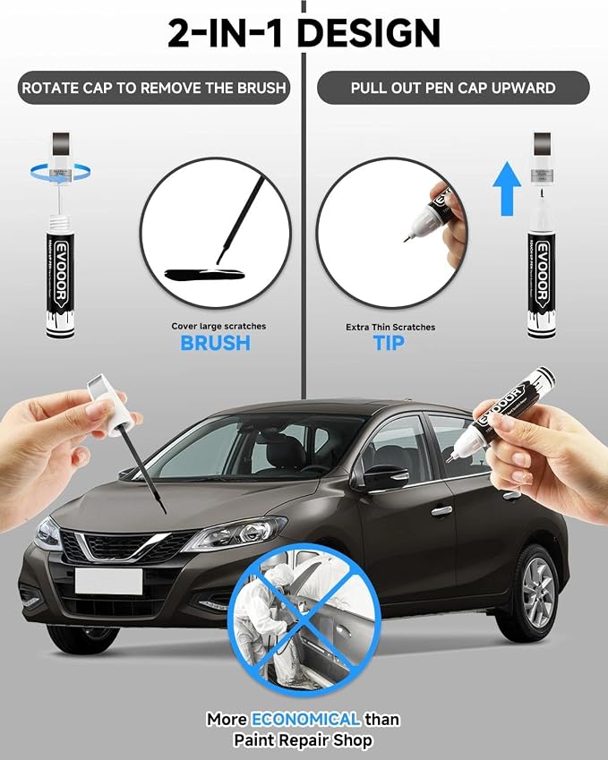 Touch Up Paint Compatible with Nissan Exact Match 2 in 1 Touch up Paint for Chips and Nicks Repair (Baja Storm Metallic(HAL))