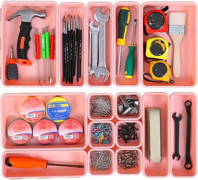 Kutesna 15 PCS Interlocking Desk Drawer Organizer Separator