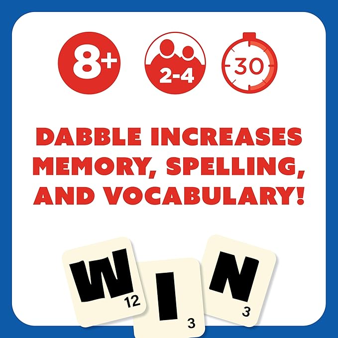 Dabble® Word Game | Fast-Paced Family Board Game | Enhances Spelling and Vocabulary for All Ages | Spell The First Five Words | Award-Winning and Educational Learning Game | Great Game for All Ages