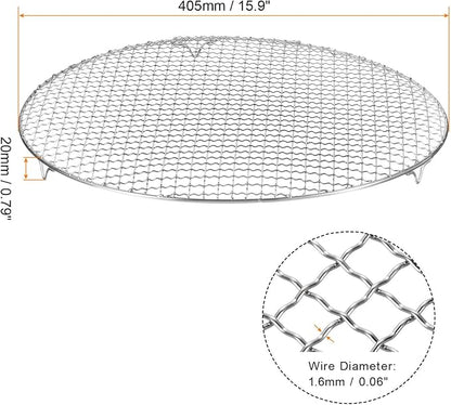 HARFINGTON Round Cooking Rack 15.9-inch Stainless Steel Cross Wire Barbecue Grill Net with 20mm Legs for Cooking Baking Steaming BBQ