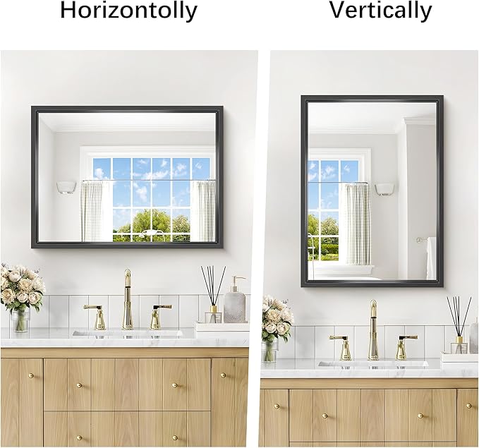 Black Bathroom Mirror, 18x24 Inch Rectangle Mirrors
