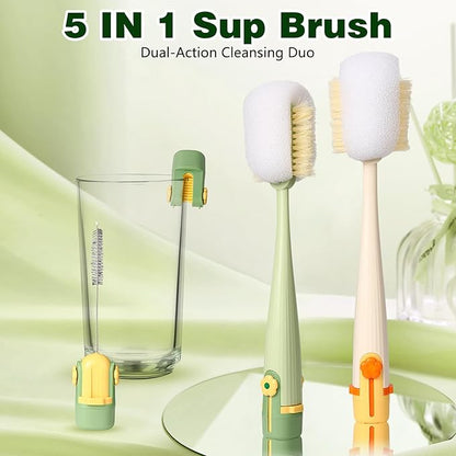 5 in 1 Bottle Cleaning Brush Set, 2026 Multifunctional Lid Brush Cleaning Tool