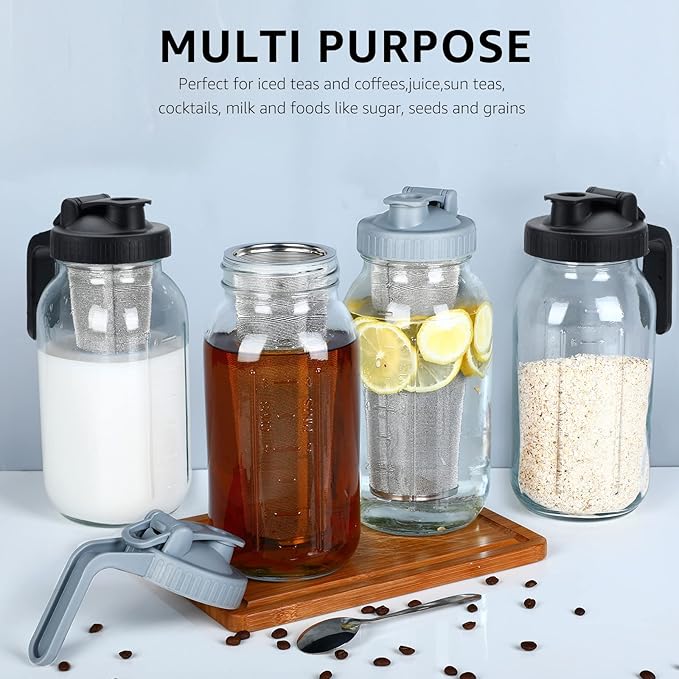 Cold Brew Mason Coffee Maker - 64oz Iced Coffee Pitcher