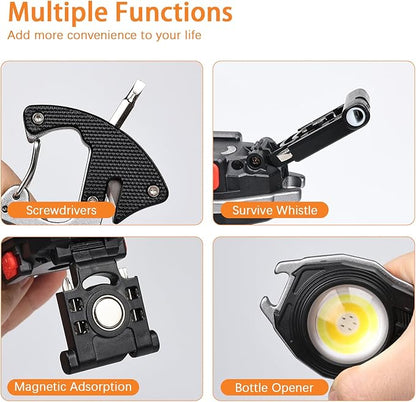 MAKDAK 2PC Keychain Flashlight Rechargeable Cob Keychain Work Light 7 Modes 1600Lumen High Lumen Flashlights for Emergencies,EDC (Black)