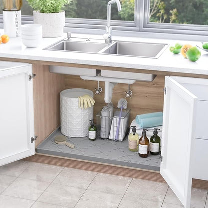 SIKADEER 40" x 22" Under Sink Mat Waterproof, Silicone Mat Kitchen Drawer Shelf