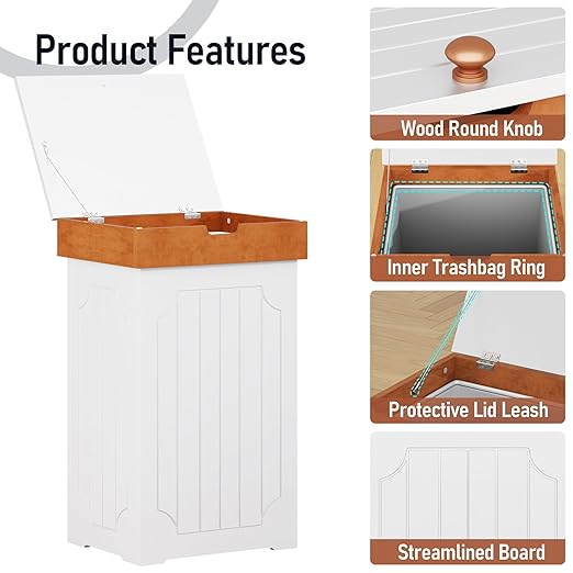 Function Home Trash Can Cabinet, 13 Gallon Kitchen Garbage Can, Wood Recycling