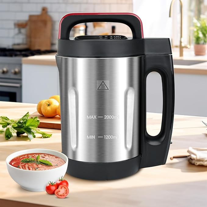 Homtone Soup Maker 2L, Makes 2-6 Servings, 6-in-1 Multifunctional Smooth and