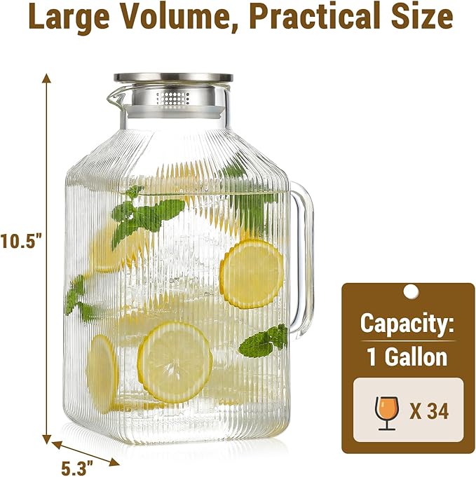 1 Gallon thickened Square Glass Pitcher