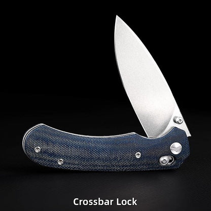 Folding Knife,Pocket Knife,3.31??154CM Blade,Erogonomic Canvas Micarta Handle,Survival Camping Knife with Pocket Clip,EDC Knife for Camping, Hunting, Hiking, Survival,Blue
