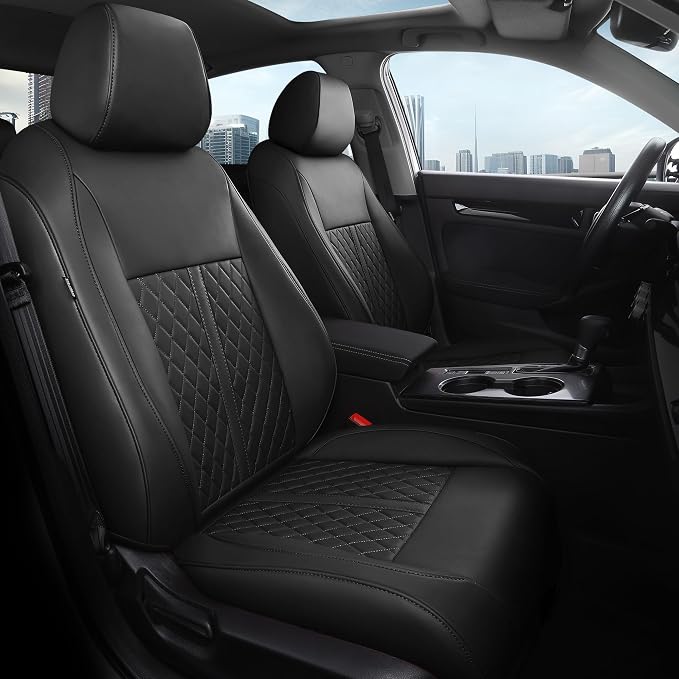 for Honda Civic Leather Seat Covers, Hatchback Sport LX 2022-2026, Custom Fit Car Seat Cover Full Set, Waterproof Accessories, Black (60/40 Split Benches-W/O Rear Armrest)