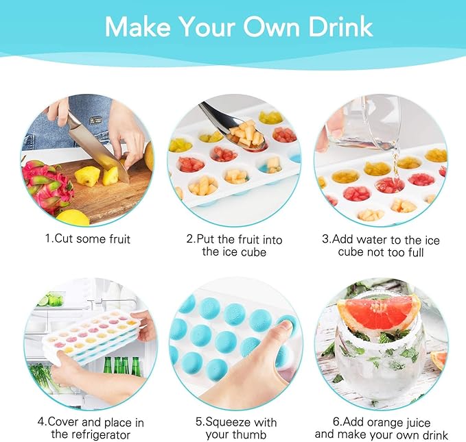 Ice Cube Trays with Lids BPA Free, 4 Pack Easy Release Silicone Ice Cube Trays