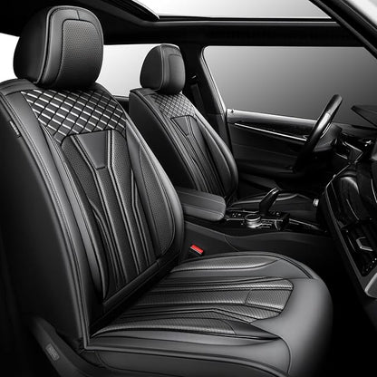 Fit Compass Car Seat Covers for Jeep Compass 2007-2025 2026 -Full Set Premium Leather, Waterproof & Breathable，All-Weather Seat Cushion Protecto & Airbag Compatible, 2 Front Seat All Black