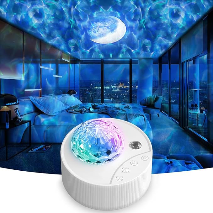 Moredig Galaxy Projector for Bedroom, 12 Colors LED Night Light Projector with Moon, Brightness and Fluctuation Speed Adjustment for Nursery, Parties, Home Decor, Home Theater