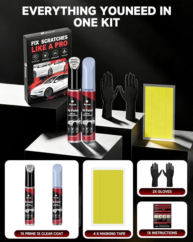 White Diamond Metallic Tricoat GBN/WA800J for Cadillac Touch Up Paint Kit[2K Clear Coat Included],Exact Color Match Touch Up Paint for Chip and Scratch