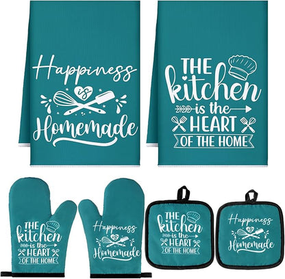 Sratte 6 Pcs Kitchen Decor Accessories Set Farmhouse Towels Pot Holders Oven