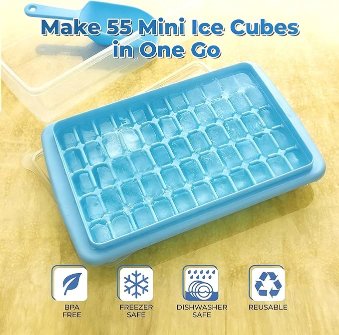 2Pack Ice Cube Tray with Lid and Bin