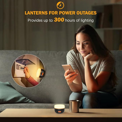 Rechargeable Camping Lantern with 6400mAh Battery, 300 Hour Runtime, 5 Light Modes, Adjustable Brightness, Waterproof, Hook & Magnetic Base, Battery Operated for Camping & Power Outages