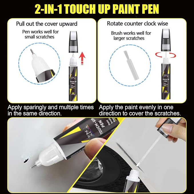 XNA Mercury Gray Metallic(U17) for Mitsubishi Touch Up Paint, 2 in 1 Car Scratch Remover with Pen Tip and Brush, Exact Color-Matched for Car Paint Scratch Repair, Quick & Easy Fix Chips and Nicks