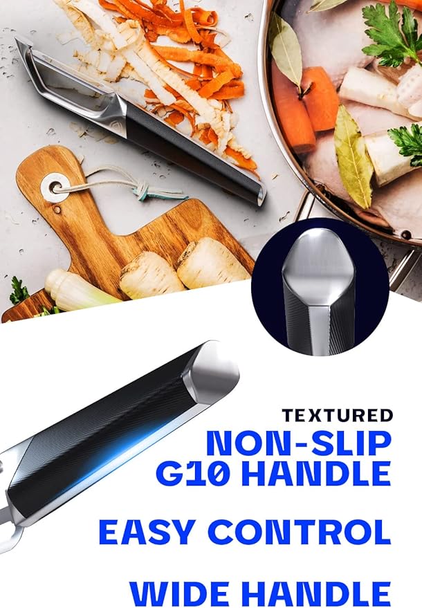 DALSTRONG Razor VX - I Straight Peeler - High Carbon Stainless Steel - Non Slip G10 Handle - Fine, Serrated & Julienne Blades Set - Premium Vegetable, Fruit, Potato Peeler for Kitchen