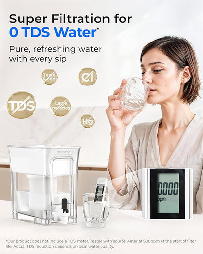 Waterdrop 0 TDS 35-Cup Slim Water Filter Dispenser, Large Capacity, PFOA/PFOS