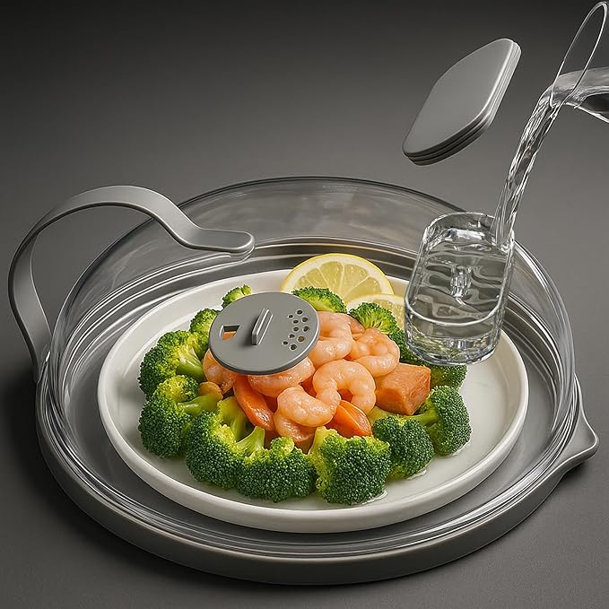 Microwave Splatter Cover with Water Steamer