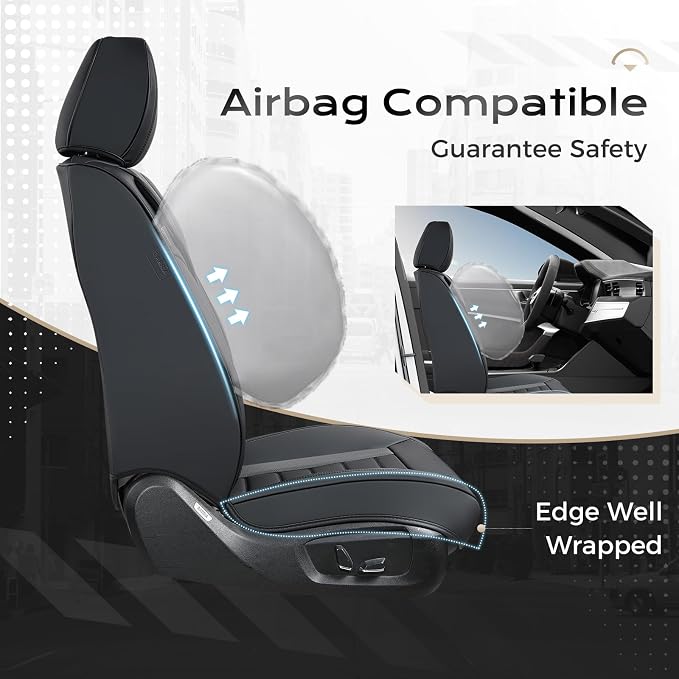 Coverado Car Seat Covers Full Set, Seat Covers for Cars, Front Seat Covers and Back Seat Cover Waterproof Leather Automotive Seat Cover, Universal Car Interior Protectors Cushion for Most Cars