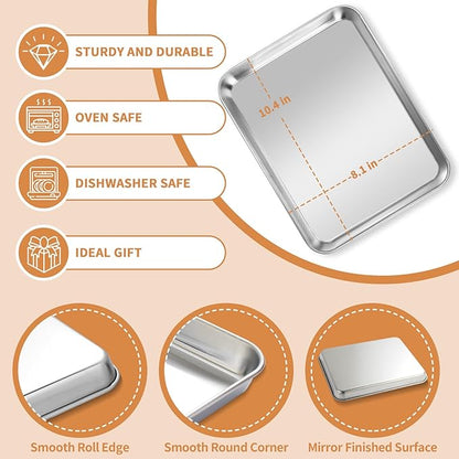 Stainless Steel Baking Sheet Set of 2, Deedro Cookie Sheet Metal Baking Pan