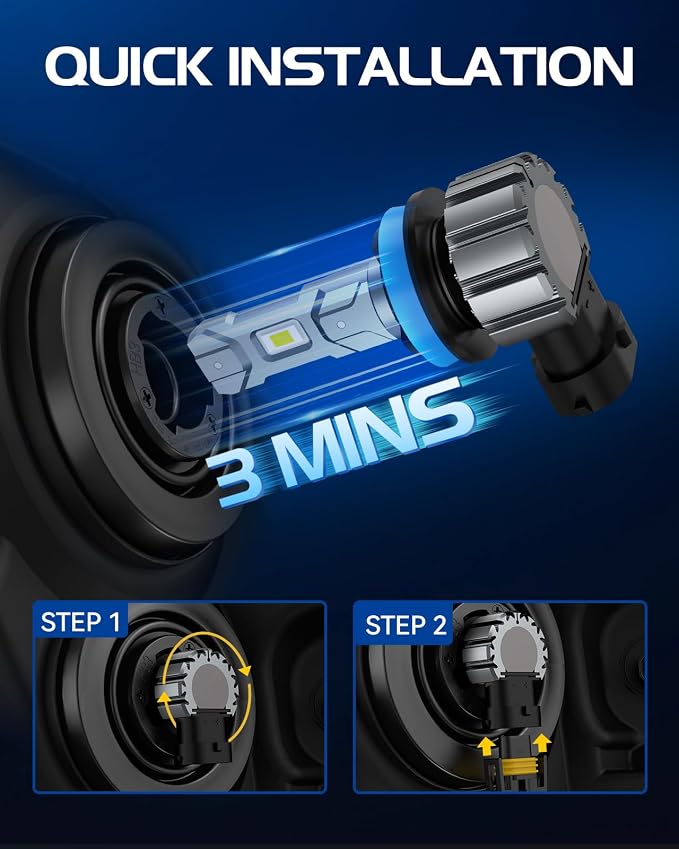 Laxmas H11/H8/H9 Fog Bulb, 28,000LM Brightness 6500K Cool White, Wider Driving Vision, Fanless Design, Plug and Play, 2 Pack