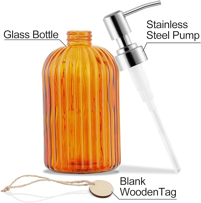 MOCLIF 16 OZ Soap Dispenser，Tempered Glass Clear Vertical Stripe