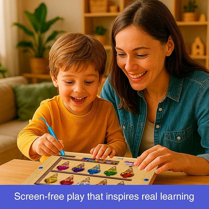 Montessori Magnetic Color and Number Maze Puzzle Board – Educational Wooden Toy for Toddlers, Fine Motor Skills & Counting Game Ages 2–5