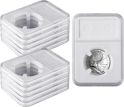 10 Packs 40mm Coin Slab Display Holder, Storage Case for American Silver Eagle 1 oz Coin, Clear Acrylic Cases for Coin Organize and Collection, Four-Point Fixation Coin Slab Capsules Protector