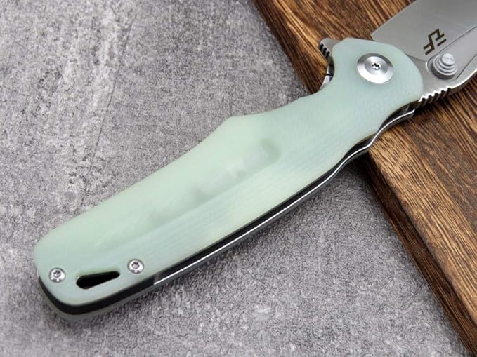Eafengrow EF967 Pocket Folding Knife with Pocket Clip Fast Opening Ball Bearing Folder G10 Handle D2 Blade EDC Tactical Knife for Outdoor Camping Hiking(Jade)