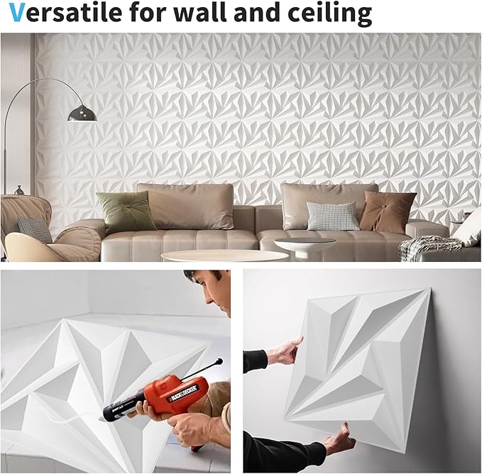 Art3d 100 Pack Decorative 3D Wall Panels, 97 Sq.feet PVC Interior Wall Décor