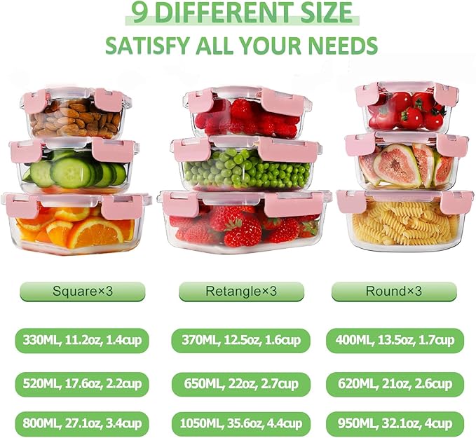 HOMBERKING Glass Food Storage Containers