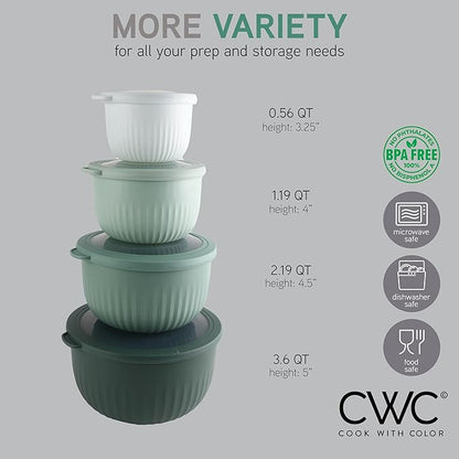 COOK WITH COLOR Prep Bowls with Lids- Wide and Deep Nesting Plastic Small