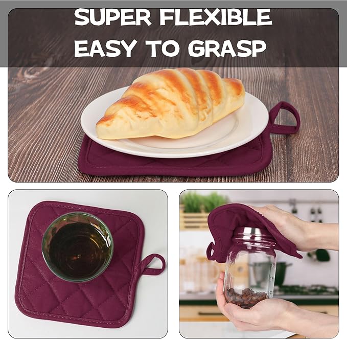 Oven Mitts and Pot Holders Set, Heat Resistant Silicone Kitchen Mini Oven