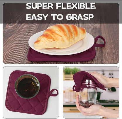 Oven Mitts and Pot Holders Set, Heat Resistant Silicone Kitchen Mini Oven