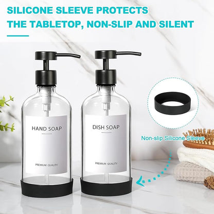 RYTOXILO Clear Soap Dispenser 2 Pack, Glass Soap Dispenser