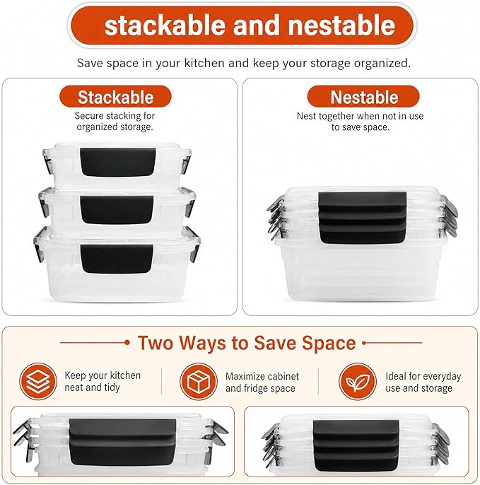 YORY 7 cup Plastic Food Storage Containers