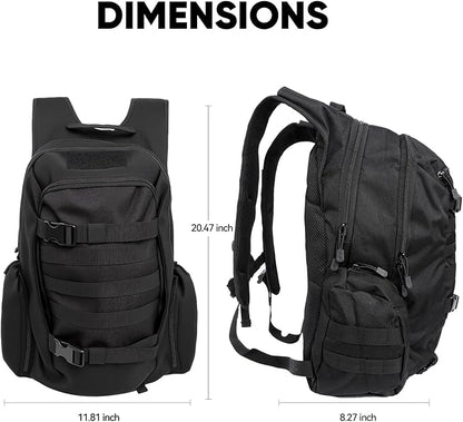 35L Tactical Backpack for Men, MOLLE Military Bug Out Bag, Waterproof Rucksack for Hiking with Hydration Port Black