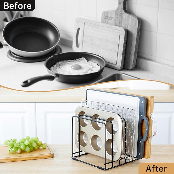 Cutting Board Organizer, Kitchen Cabinet Organizer, Divided Rack