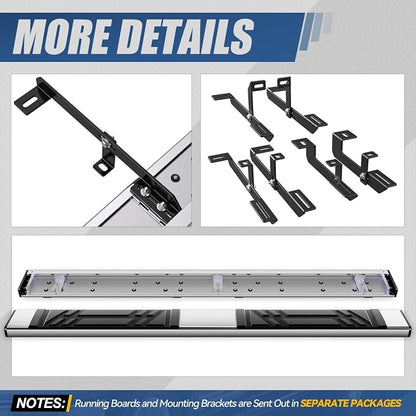 Auto Dynasty Running Boards Compatible with 2018-2023 GMC Acadia, Stainless Steel Side Step Rail Nerf Bars, 6.5" x 73" Step Bars, Polished Chrome