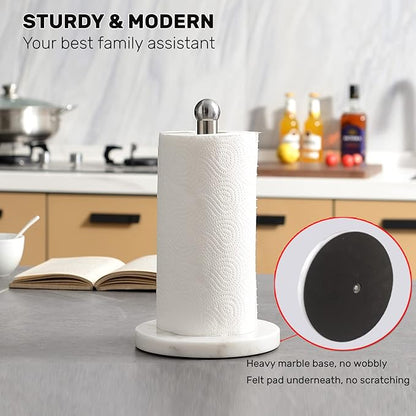 Paper Towel Holder with Sturdy Marble Base, Freestanding Paper Towel Holder