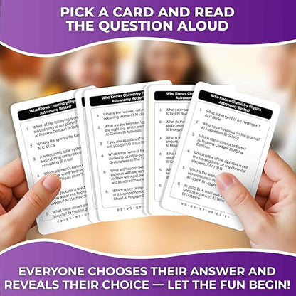 Board Games for Kids 8-12 and Family - Science Trivia Card Game for Kids Age 12+ - Who Knows Chemistry Physics Astronomy Better? - 500+ Questions - Fast-Paced Educational Game for Teens and Adults