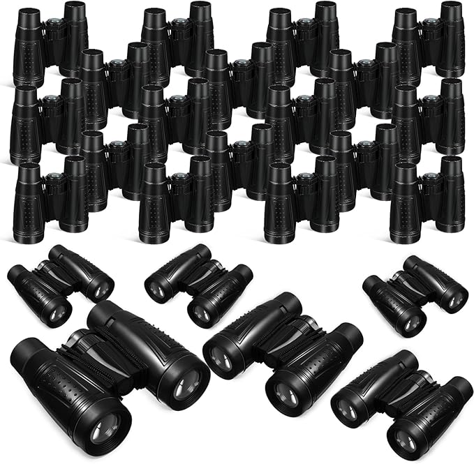 Libima 24 Pcs Binoculars for Kids Educational Compact Kids Binoculars with Neck String Toddler Telescope for Boys Girls Learning Bird Watching Camping Hiking Travel Safaris Birthday Gifts(Black)