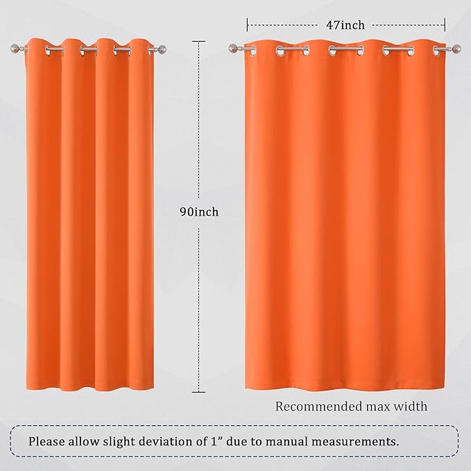 DUALIFE 90 Inch Orange Curtains