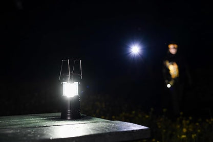 Night Buddy LED Headlamp Rechargeable Flashlight for Adults Camping Essentials Backpacking Lights 4X Brighter Other Headlight Headband Lamp 5 Light Modes Hiking Gear Must Haves (Headlamp + Lantern)