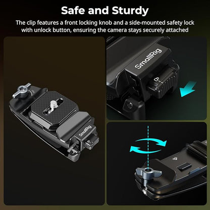 SMALLRIG Camera Clip with Plate, Quick Release System, Max Payload 40kg/88lb