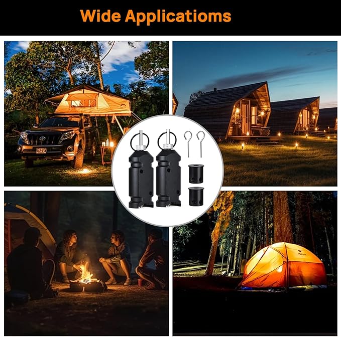 Updated Perimeter Trip Alarm, Camping Trip Wire Alarm Device(Included 22.Adapter), Early Warning Security System for Outdoor Camp Safe Bear Deterrent d Property Safety, Black (2 Pack)