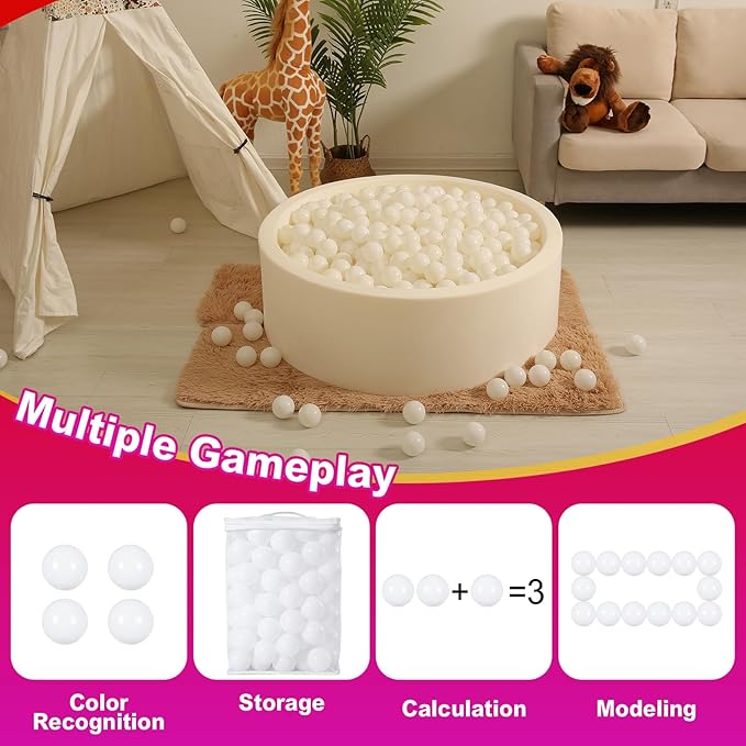 Realhaha Ball Pit Balls 50 100 200 500 Play Balls Plastic Balls for Baby Girls Toddlers Kids Play Tent Pool Playhouse Playpen Party Decoration